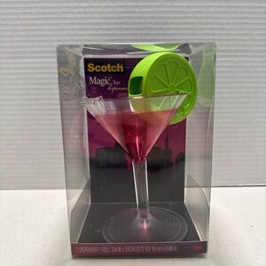 Scotch Magic Tape Dispenser Cosmo Pink Martini Cocktail Glass Lime Tape Holder